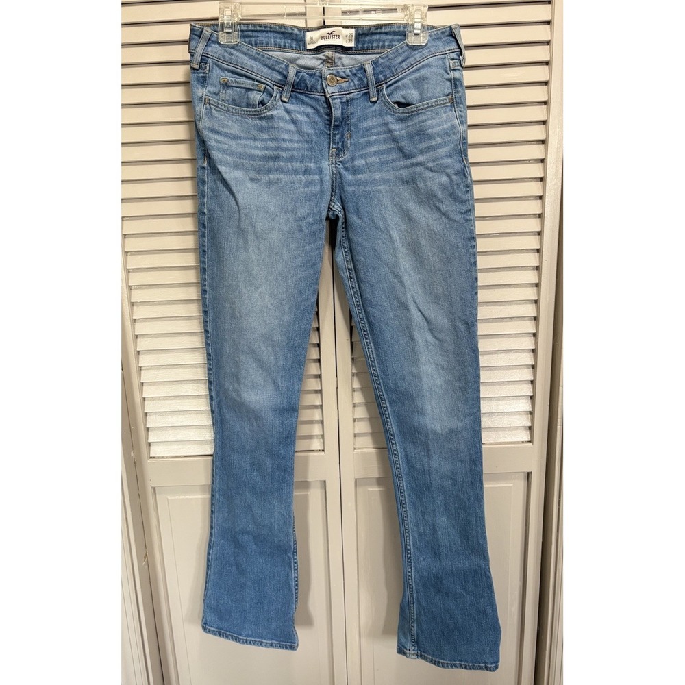 Hollister Light Flare Denim Jeans Low Rise Size 9 Long Zip/Button Pockets